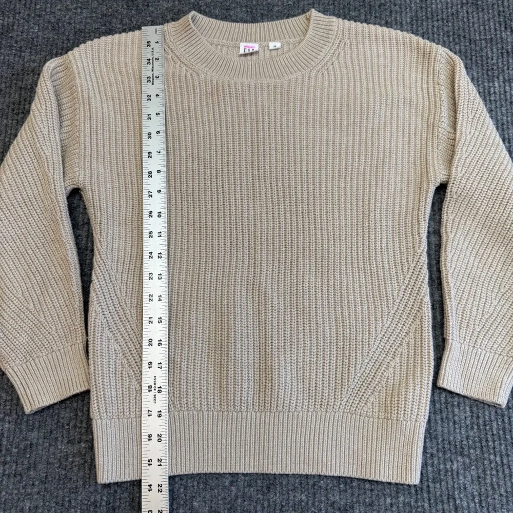 GAP‎ Women's XS Oatmeal Heather Cable Knit Sweater Boatneck Barrel Sleeve